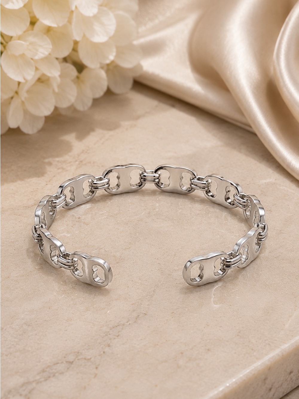 Tory Burch Silver Gemini Link Cuff Bracelet. - Picture 3 of 6